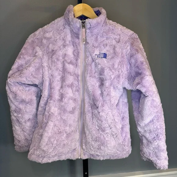 The North Face Girls Reversible Jacket Purple Puffer Fleece Coat Size L (14/16) - Picture 10 of 16